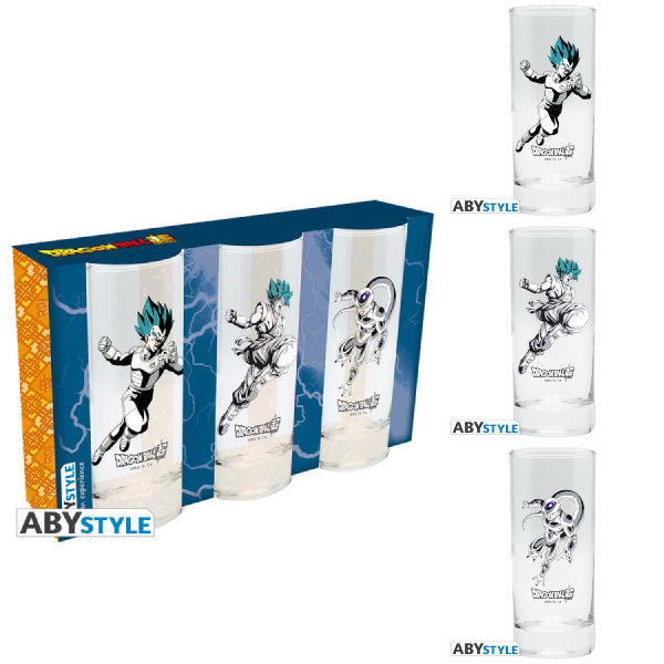 龍珠超 - 玻璃杯x3 套裝 - 悟空圖案 & 比達圖案 & 菲利圖案