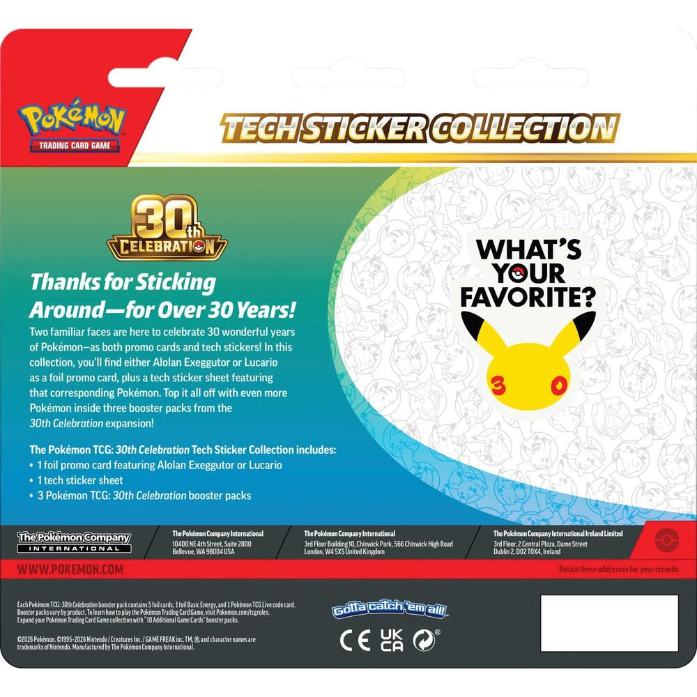 [美版] 30th Celebration Tech Sticker Collection (阿羅拉椰蛋樹 / 路卡利歐)  - ME: 30th Celebration (30C) (ENG ver.)
