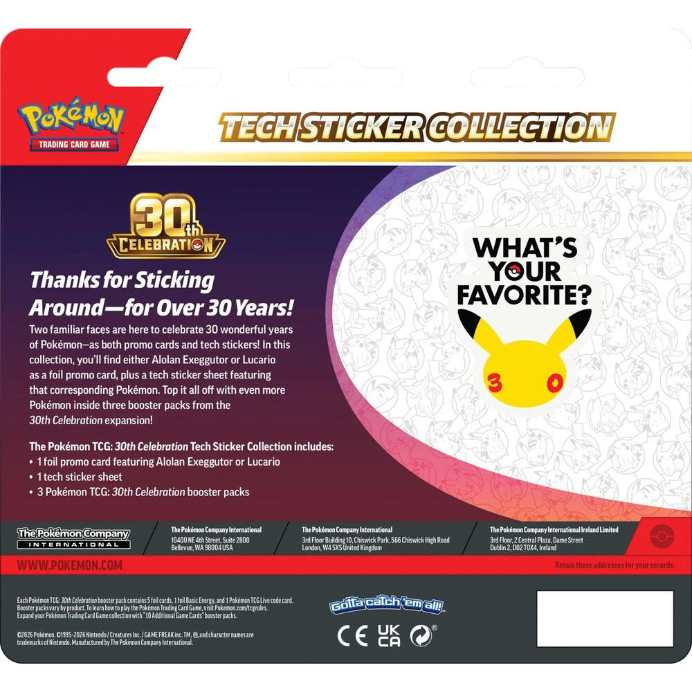 [美版] 30th Celebration Tech Sticker Collection (阿羅拉椰蛋樹 / 路卡利歐)  - ME: 30th Celebration (30C) (ENG ver.)