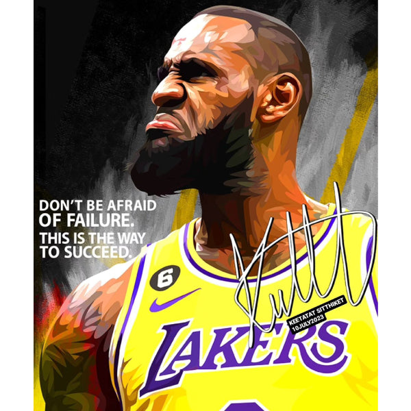 Pop Art Wall Decoration Drawing (LeBron James - Don't be afraid of failure. This is the way to succeed) 掛畫 勒邦 占士