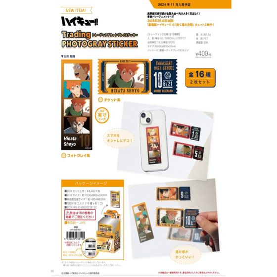 《排球少年》灰色透明貼紙系列 (一盒16包)