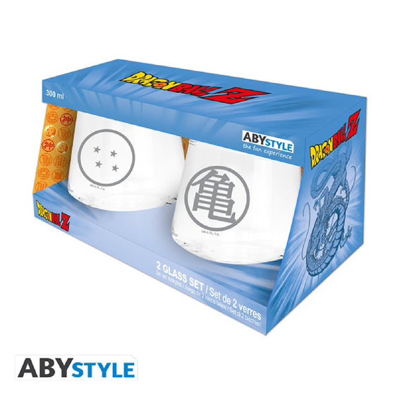 龍珠 - 玻璃杯x2 套裝 - 龜派圖案 & 龍珠圖案