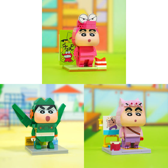 Qman 積木 蠟筆小新 (新之助鱷魚山先生造型 / 新之助康達姆機械人造型 / 新之助左衛門造型)