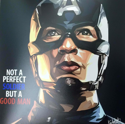 Pop Art Drawing Wall Poster Captain America - Not a perfect soldier | Up-Next Collectibles