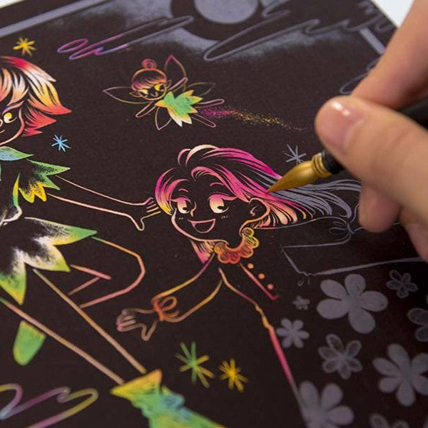 Lago Scratch Art Cartoon Coloring Book for Kids Fairy Tale Drawing