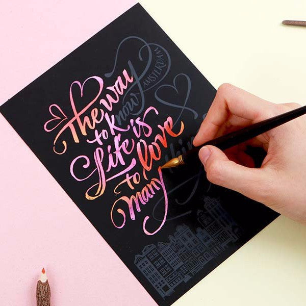 Scratch Postcard Calligraphy - Amsterdam_Art, Fun :)_LAGO - Up-Next