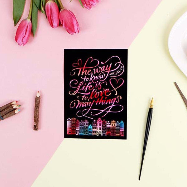 Scratch Postcard Calligraphy - Amsterdam_Art, Fun :)_LAGO - Up-Next