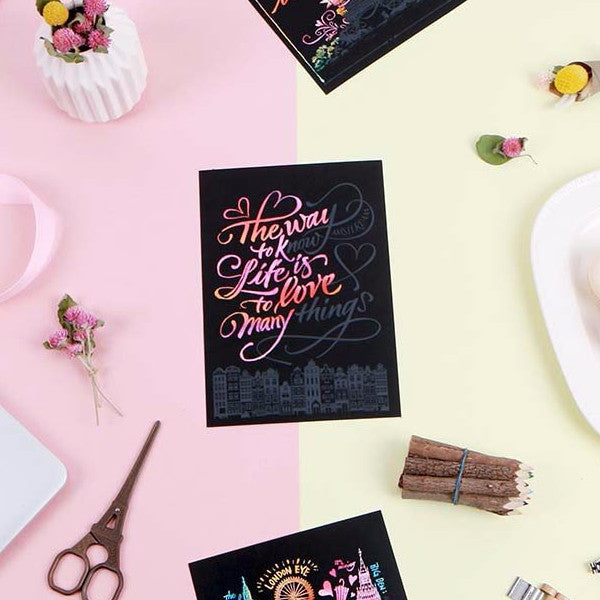 Scratch Postcard Calligraphy - Amsterdam_Art, Fun :)_LAGO - Up-Next