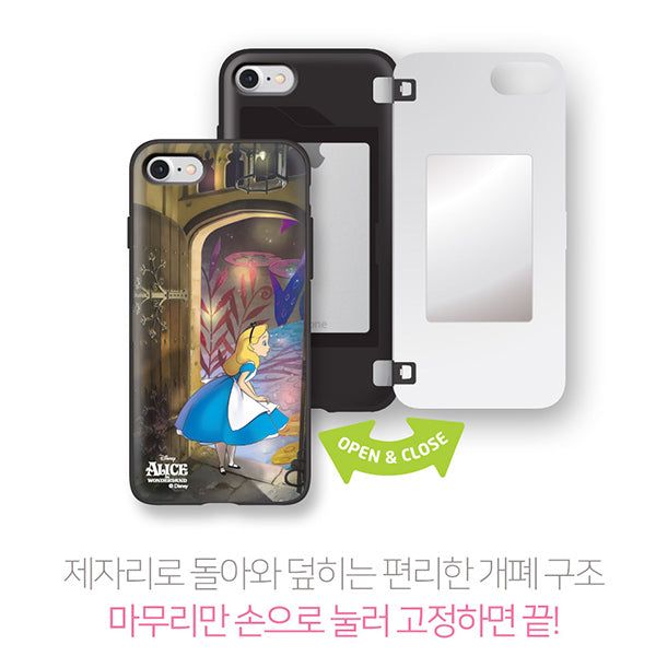 Disney Alice in Wonderland Door Flip Mirror iPhone Case 愛麗絲防跌含鏡手機殻保護套