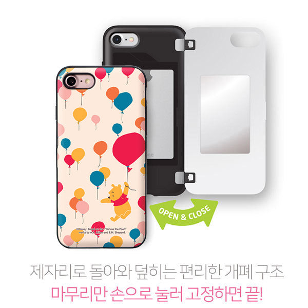 Disney Winnie The Pooh iPhone Case Door Flippable Back Cover Mirror Card Pocket