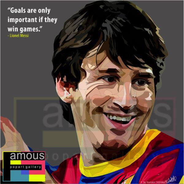 Pop Art Wall Decoration Drawing (Lionel Messi - Grey)