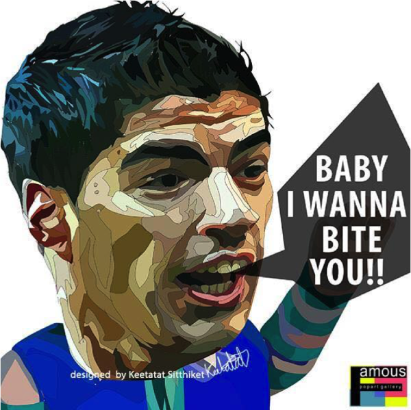 Pop Art Wall Decoration Drawing (Luis Suarez - Baby I Wanna Bite You)