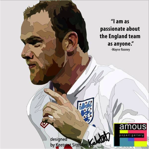 Pop Art Wall Decoration Drawing (Wayne Rooney – England)