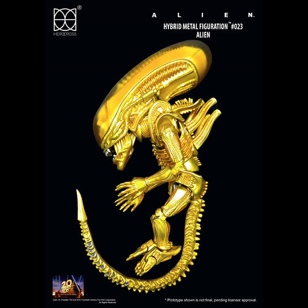 Herocross Alien vs Predator The Alien Action Figure Golden Metal joint adjustable posture long tail