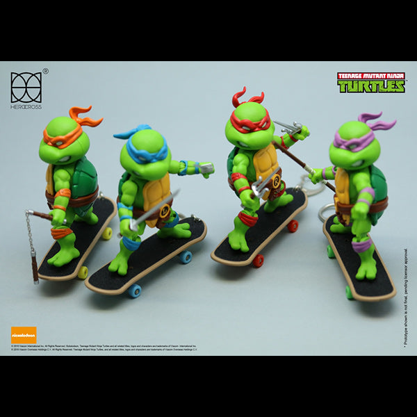 Herocross Mini MHMF#302 Teenage Mutant Ninja Turtles Action Figures TMNT Leonardo Raphael Michelangelo Donatello Pose on skateboard