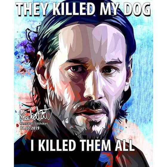 John Wick Keanu Reeves Pop Art Poster Wall Decoration Drawing Movie Actor