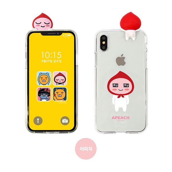 Kakao卡通人物公仔透明iPhone手機殼保護套-APeach 桃子