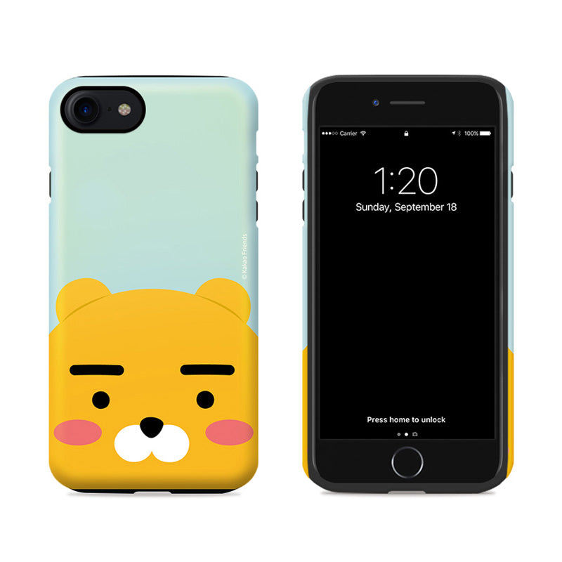 KAKAO Friends Combo Face Hoodie Ryan iPhone Case 韓國卡通手機殼保護套獅子青色 Up-NEXT HK