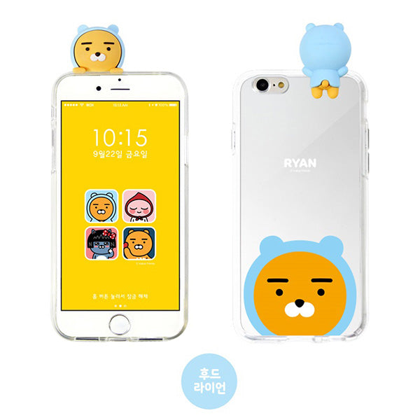 Kakao卡通人物公仔自拍化妝鏡iPhone手機殼保護套-衛衣Ryan