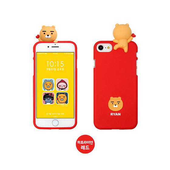 KAKAO Talk Mascot Kakao Friends iPhone Case Anti Drop Love Ryan Lion Red 韓國卡通公仔手機套保護殼心心獅子 UP-NEXT HK