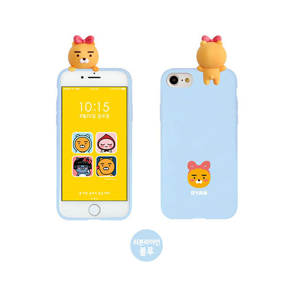 Kakao卡通人物公仔iPhone手機殼保護套-絲帶藍色Ryan