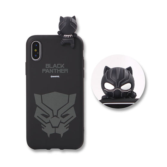 Marvel Avengers Black Panther Mini Figure Soft Silicone iPhone Case XR XS Protective