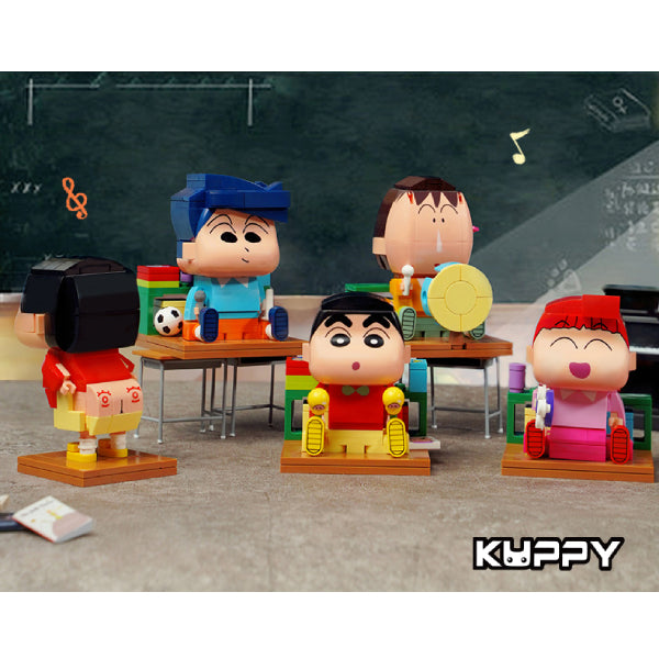 Qman 蠟筆小新系列 造型積木 (野原新之助 / 風間徹 / 櫻田妮妮 / 阿呆 / 野原新之助搞怪造型)
