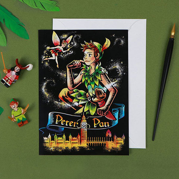 Peter Pan Fairy Tale Lago Scratch Art Postcard