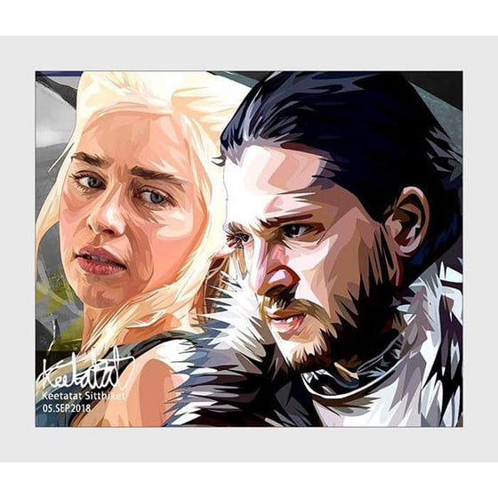Pop Art Poster Wall Decoration Drawing Game of Thrones Jon Snow & Daenerys Targaryen TV Drama