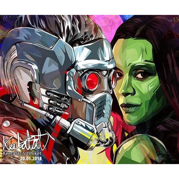 Star Lord & Gamora Marvel Pop Art Poster Wall Decoration Drawing Marvel