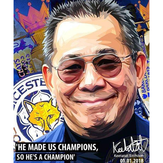 Pop Art Poster Wall Decoration Drawing Vichai Srivaddhanaprabha Leicester City