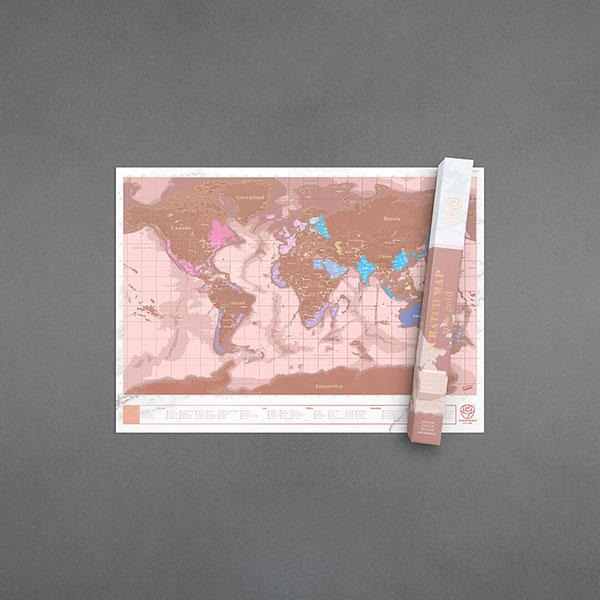 Scratch Map Rose Gold Pink Edition Romantic Gift Open Wall Decor Poster