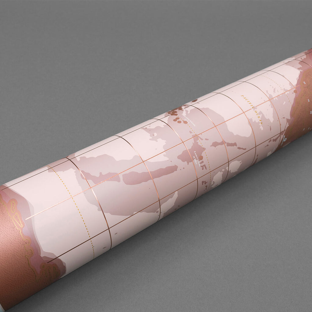 Scratch Map Rose Gold Pink Edition Romantic Girl Travel Gift Tube Packaging
