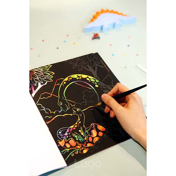 Lago Scratch Art Cartoon Coloring Book for Kids Dinosaur Drawing