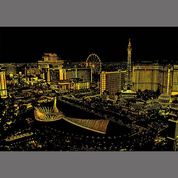 Lago Scratch Art City Night View Drawing Las Vegas Landmark Travel Gift