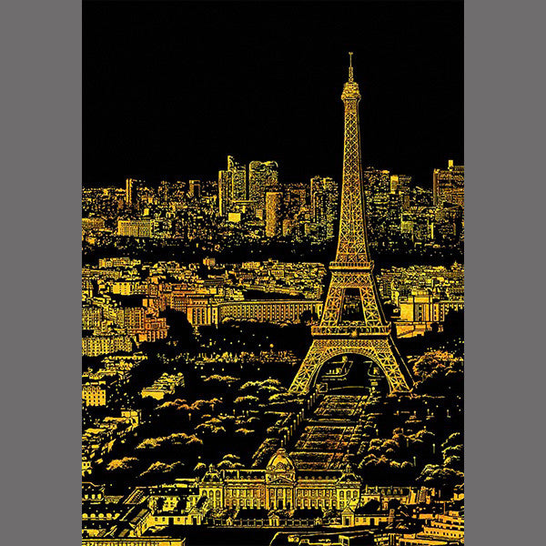 Lago Scratch Art City Night View Drawing Paris Landmark Travel