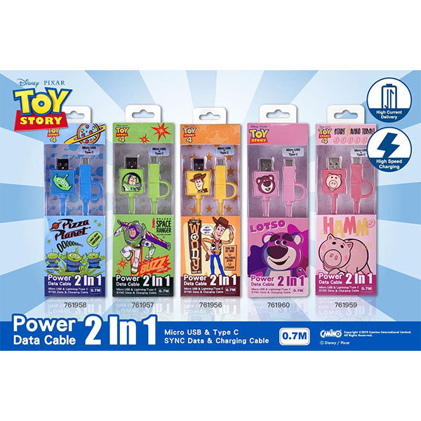 Toy Story 2-in-1 Micro USB/Type C charging cable