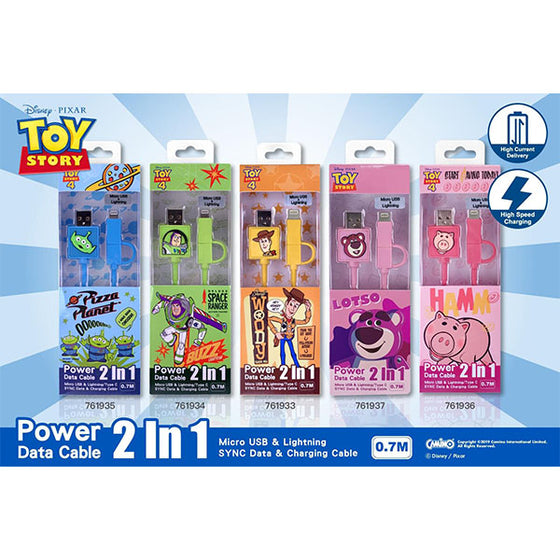 Toy Story 2-in-1 Micro USB/Lightning charging cable